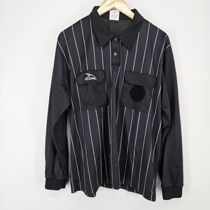 SCORE Soccer Black Whitr Referee Jersey Shirt Long Sleeve Adult Large Striped